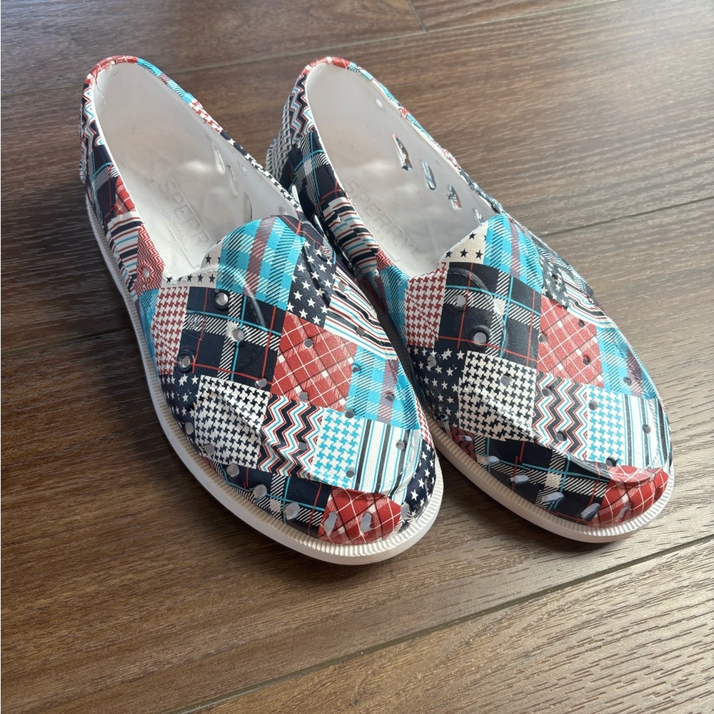 Sperry Women’s Size 8 Top Sider Authentic Original Patriotic Deck Boat Shoes NEW